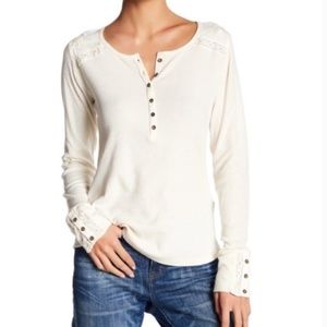 Lucky Brand Embroidered Cotton Thermal Top M
